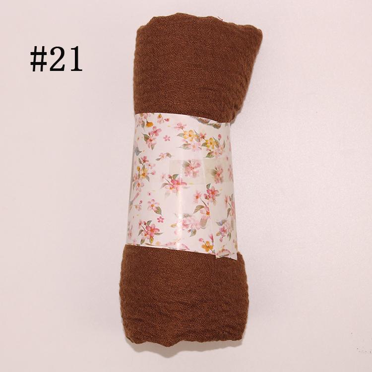 Muslim Women Solid Color Scarf Shawl Cotton Crinkle Hijab