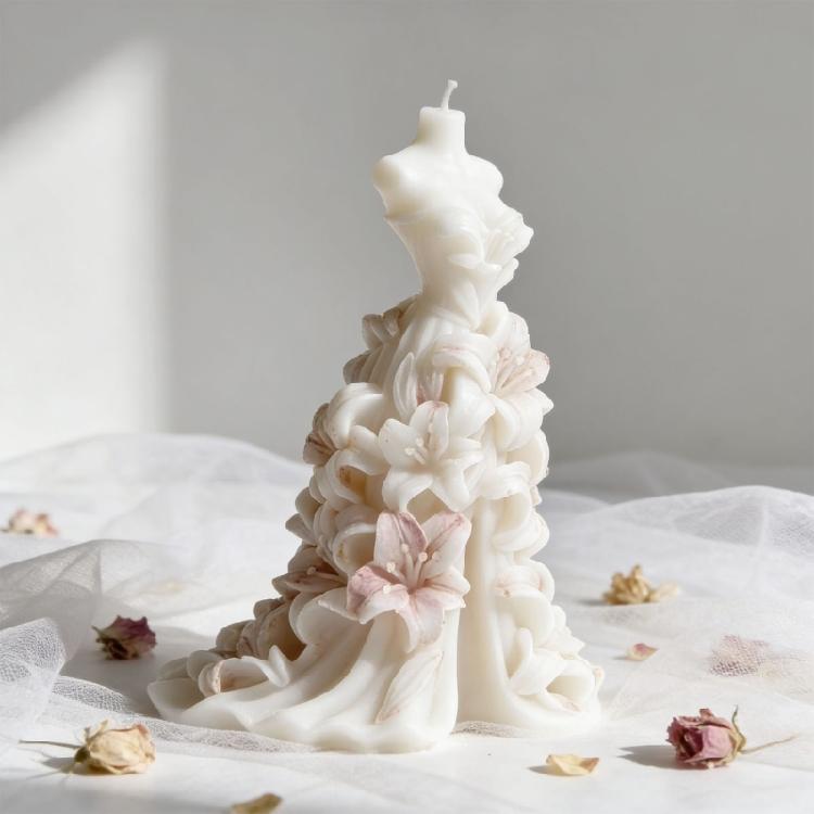 Wedding Dress Shape Silicone Molds for Handmade Scented Candle Soap Chocolate Wedding Home Decoration and Resin Casting
