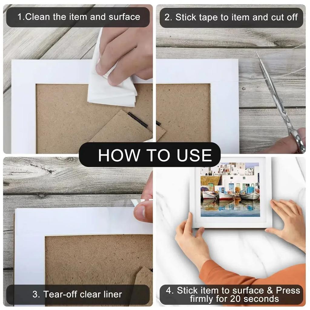 1-3M Nano Double Sided Tape Heavy Duty Transparent Adhesive Strips Strong Sticky Multipurpose Reusable Waterproof Mounting Tape
