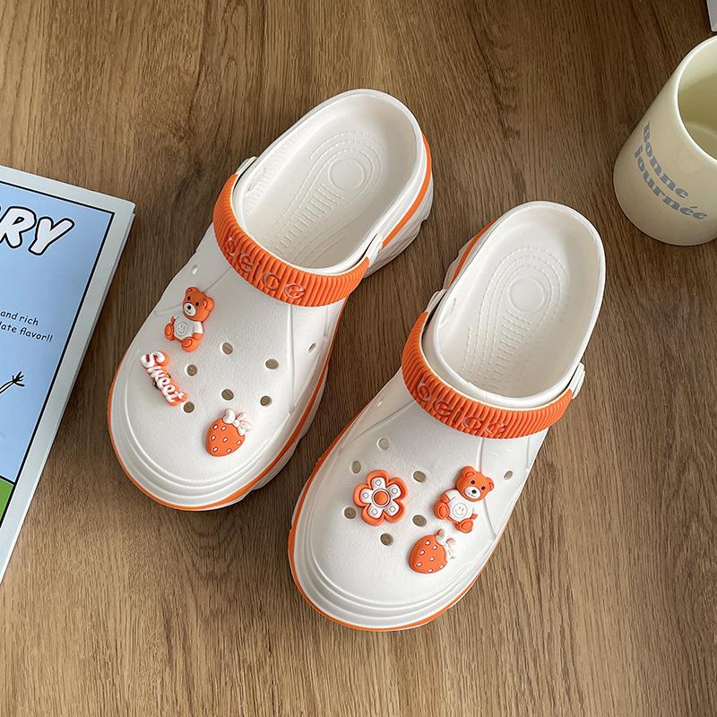 

Босоножки на платформе-маффине летние корейская версия шлепанцы для улицы нескользящие пляжные сумка на голову половина тапочки прилив 39/40