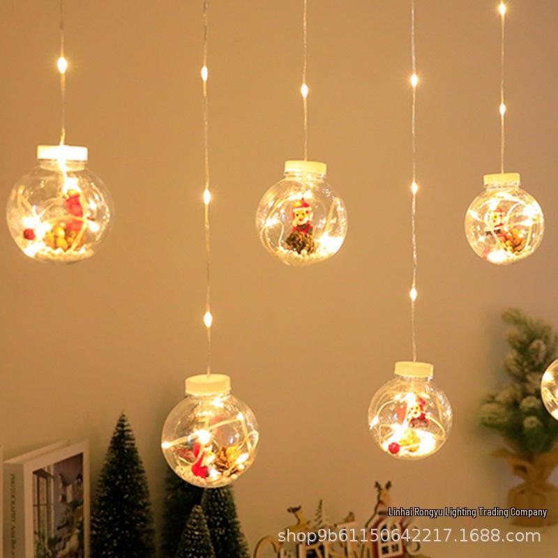 LED Rattan Wish Ball String Lights - Snowman, Santa, Christmas Tree Decorations for Windows