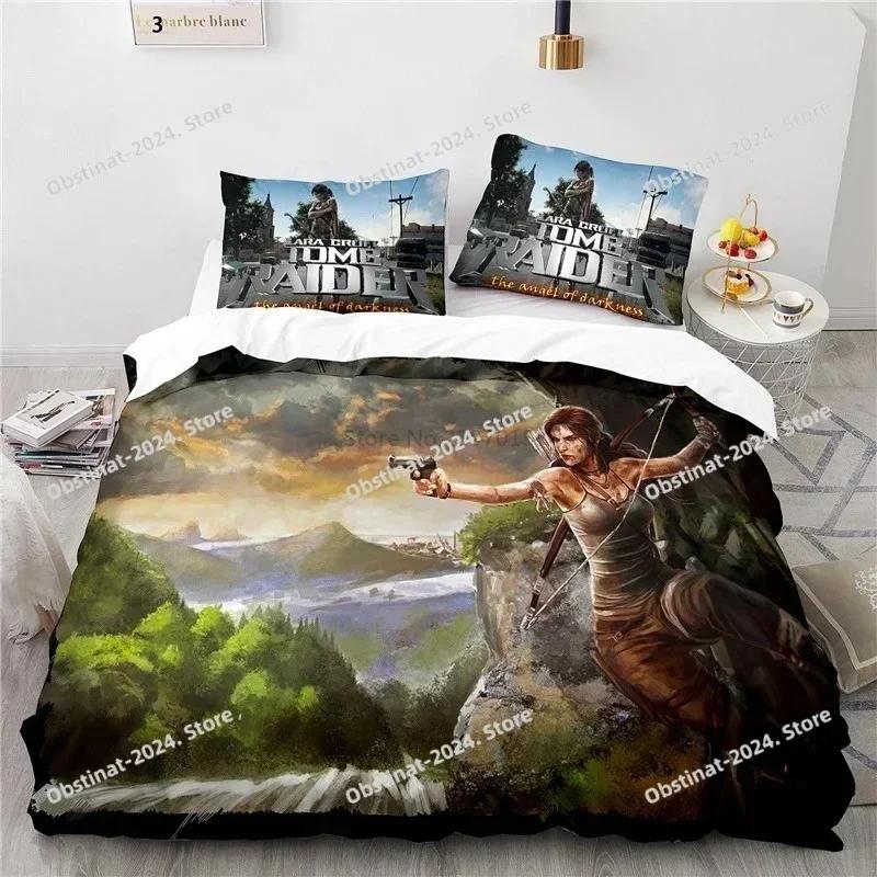 Game Tomb Raider Bedding Set Popular Sexy Laura Bedding Set Comforter Duvet Cover Pillow Case 3 Pieces Sets Kids Adult Size