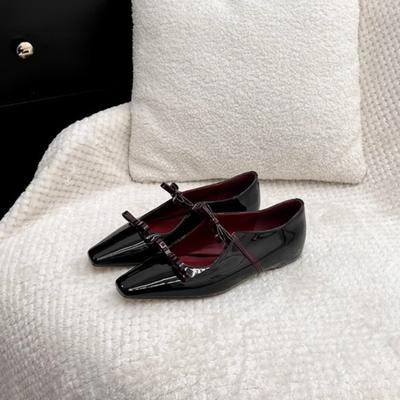 Damen Schuhe Vintage Punk Stil Vielseitig Eckige Spitze Dicker Absatz Mary Jane Schuhe Damen Schleife Damen Schuhe Rot Mary Janes