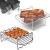 Stainless Steel Air Fryer Accessories Multifunction Double Layer Steaming Racks Roasting Rack Baking Pan BBQ Gril Cooking Tools