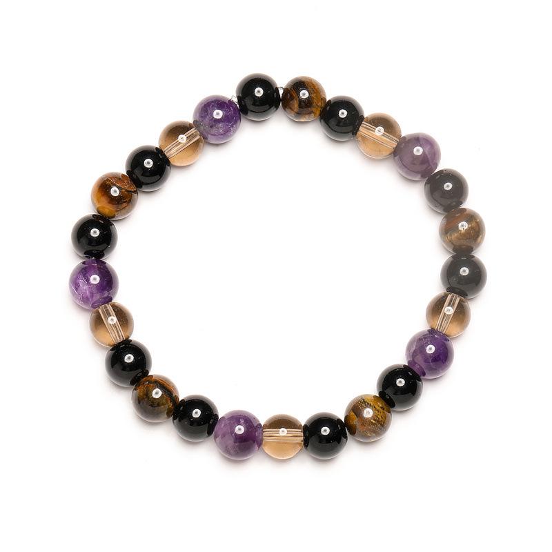 

TEMU Аметист, Тигровый глаз, Розовый кварц и Агат Браслет из смешанных бусин