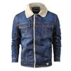 Men's Winter Fleece-Lined Denim Jacket - Loose Fit, Turn-Down Collar, Plus Size