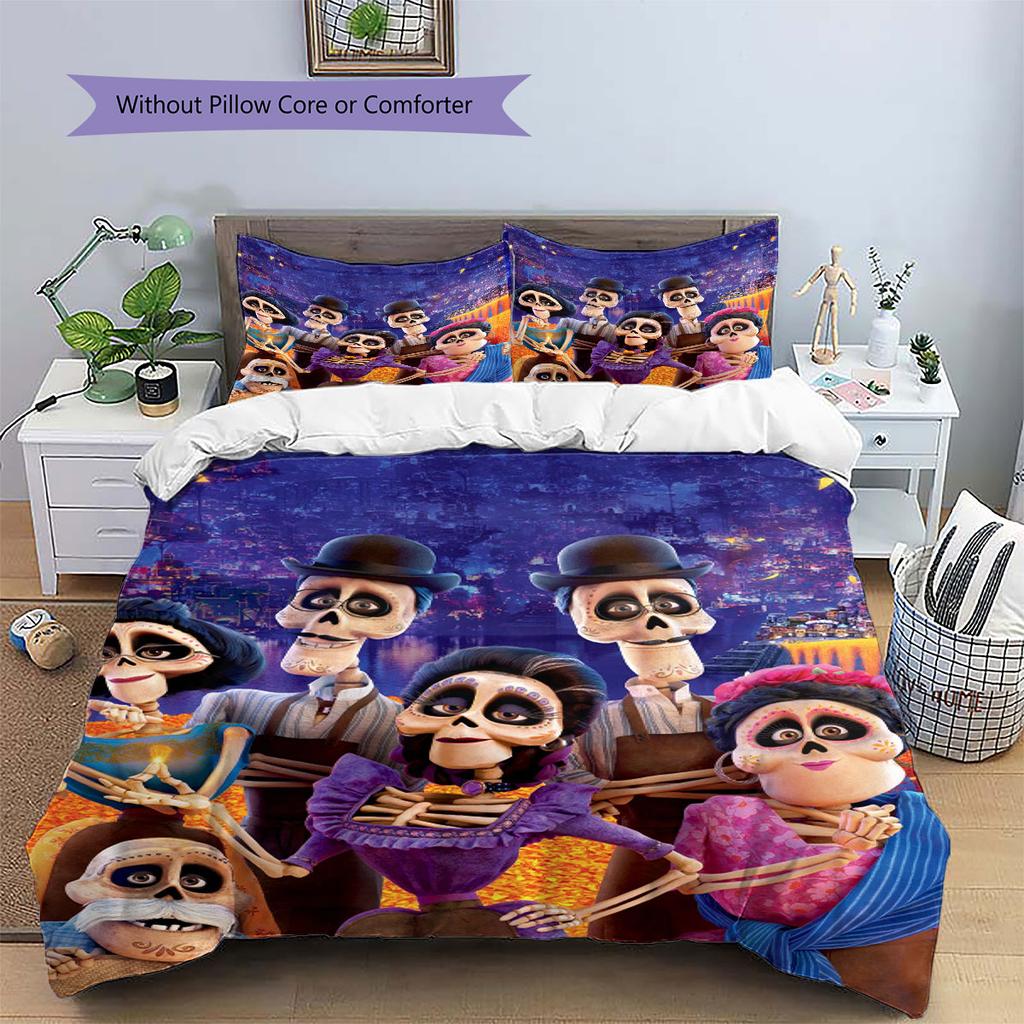 COCO Pattern Bedding Home Decoration Birthday Gift ( 1 duvet cover + 2 pillowcase, without core),fan merchandise.