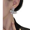 Silver Needle Diamond Zircon Butterfly Earrings Light Luxury Temperament Design Sense Earrings Personality Fashion Cold Wind Earrings