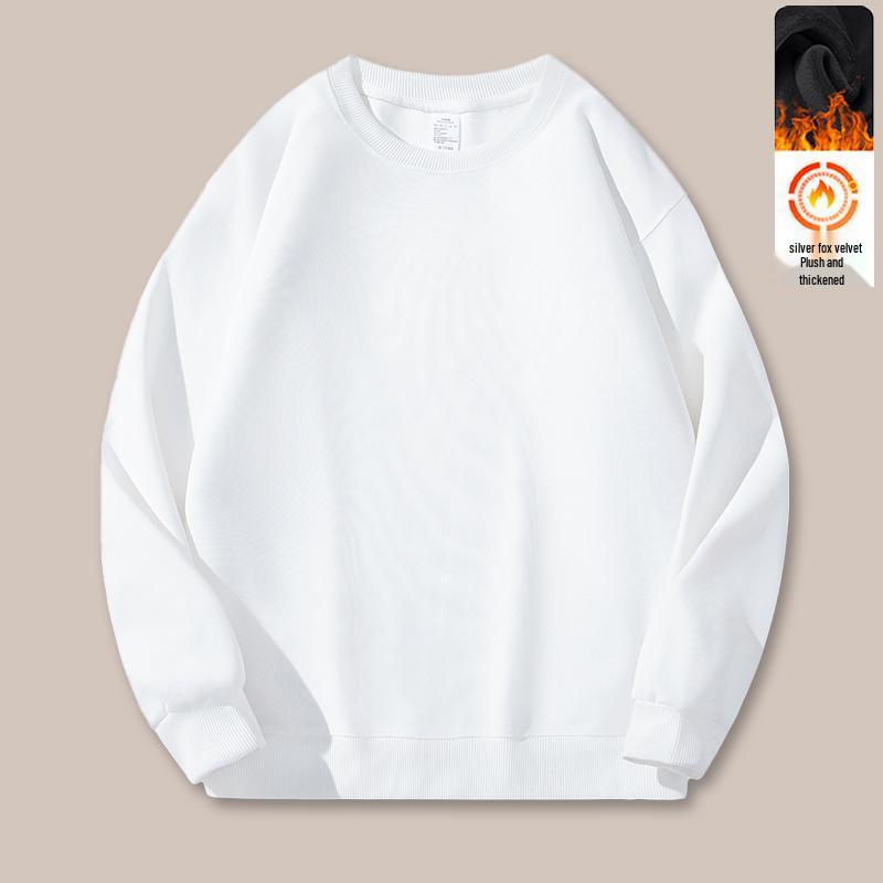 

Men s Versatile Plus Velvet Long Sleeve Round Neck Pullover for Autumn/Winter 4XL (160-180 lbs)