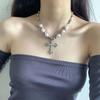 Ins Hip Hop Retro Pearl Necklace Christian Cross Clavicle Chain Ladies Sweet Punk Pendant Men Women Gifts