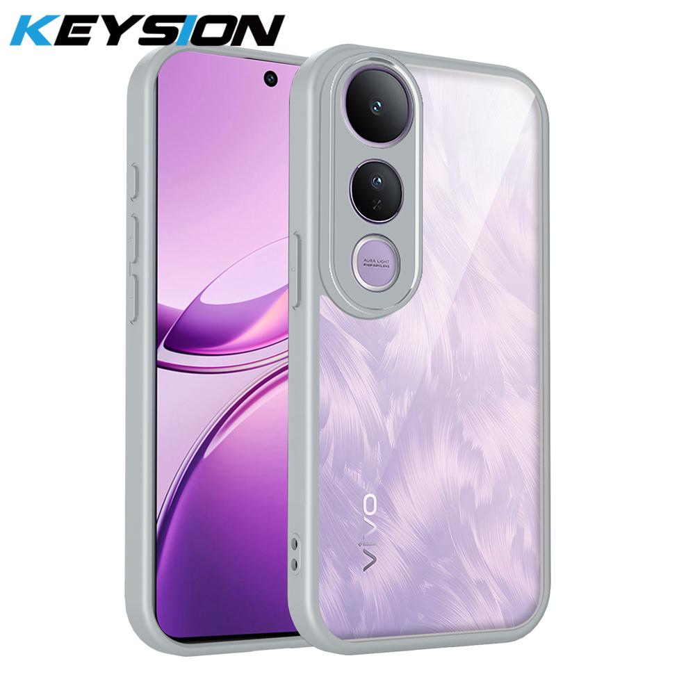 KEYSION Transparente Handyhülle für VIVO V50 Lite 5G Weiches Silikon+PC Klar Stoßfest Handy Rückseite für VIVO V50 Lite