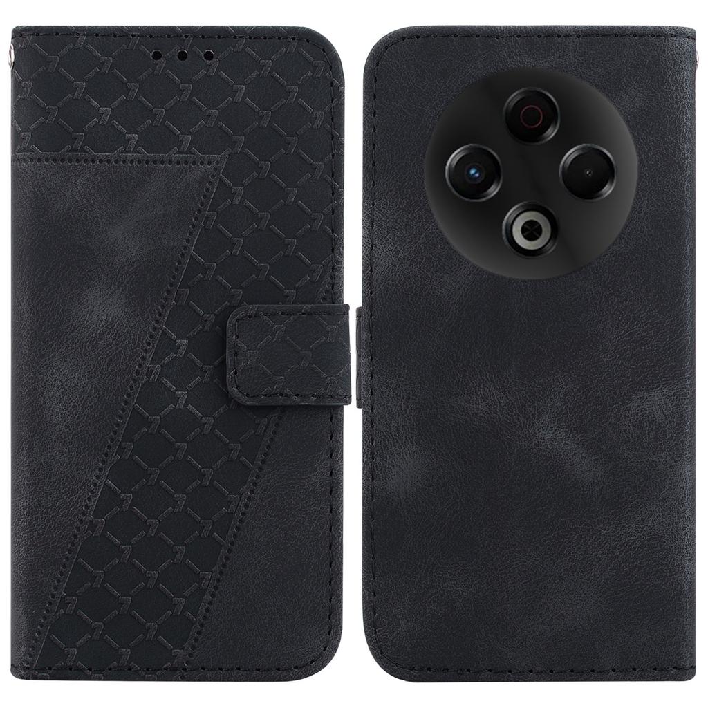 For TECNO Spark 30 4G Stand Case 7-Shaped Pattern Imprint Leather Phone Cover with Strap