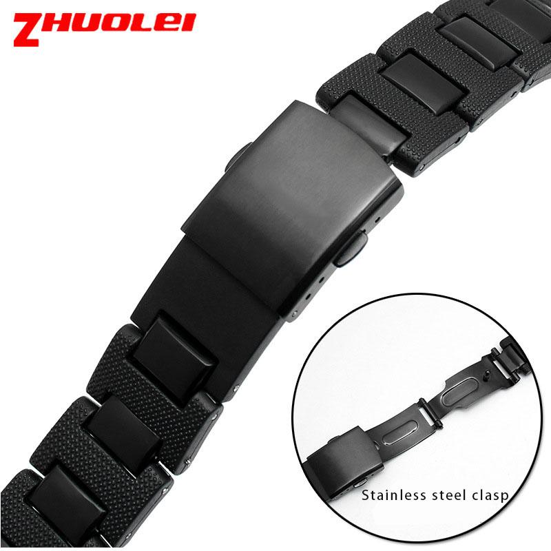 Pro Casio G-SHOCK DW-5600 DW6900 DW9600 Černý Plastový Řemínek Spona z Nerezové Oceli Pánský Náramek Řemínek Hodinkové Doplňky