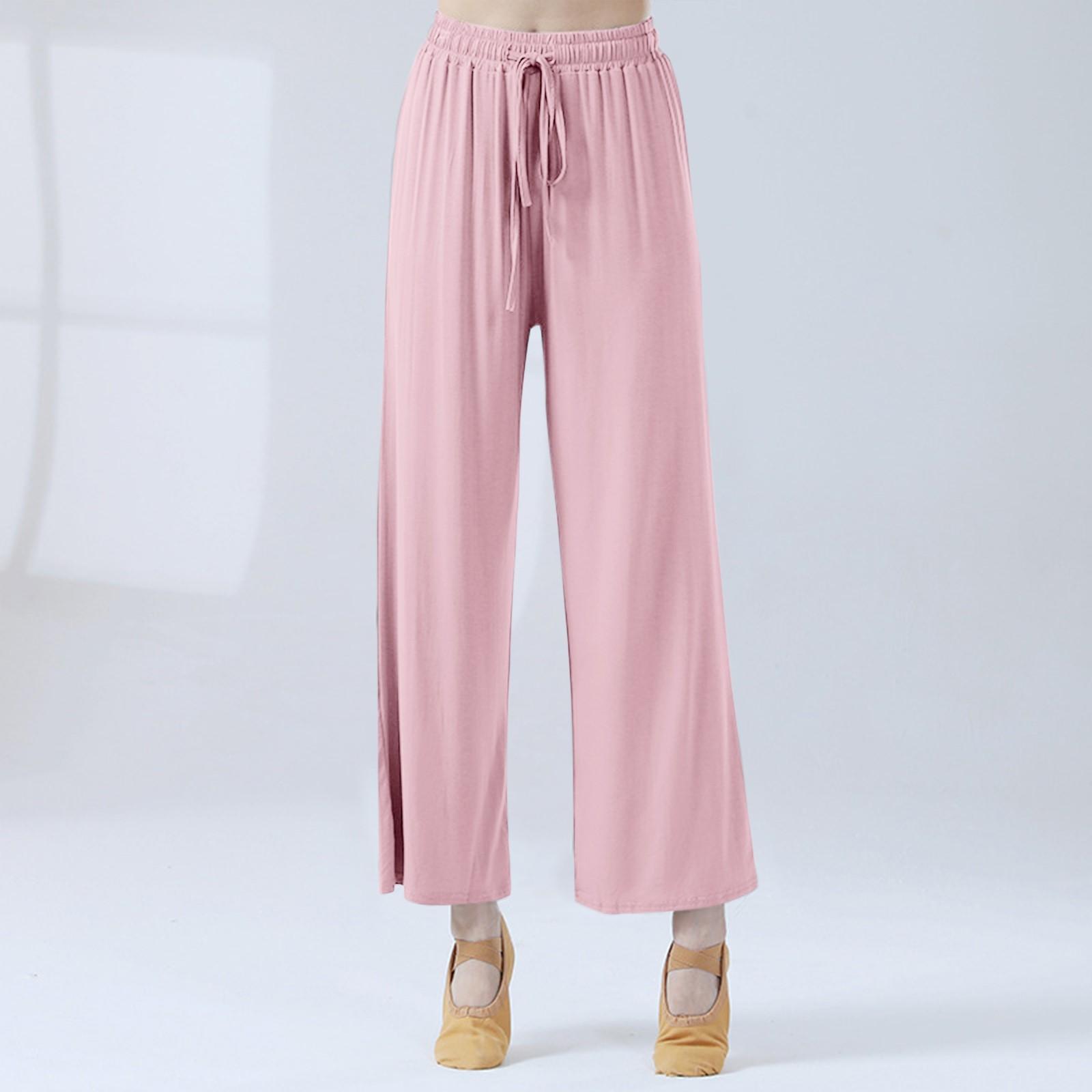 

Women s Casual Straight Leg Pants Color Casual Long Pants Athletic Nine-point Pants M розовый