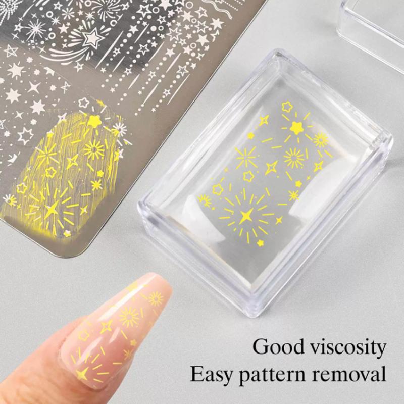 Transparent Nail Seal With Scraper Erasable French Nails Stamp Template Printing Tool Nail Polish Stamping Manicure Tool