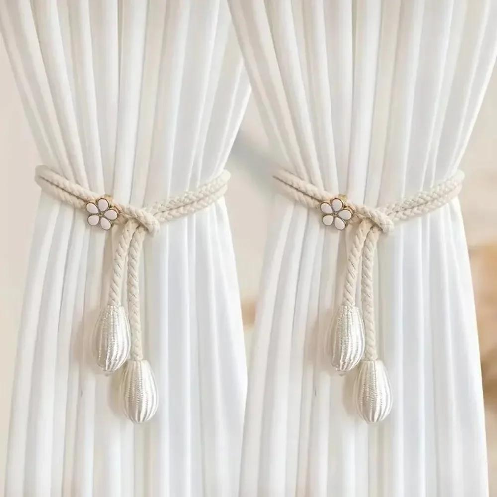 Curtain Buckle Adjustable Hand Braided Curtain Fasteners Universal Curtain Strap With Small Metal Drapes Bedroom Curtain Holder