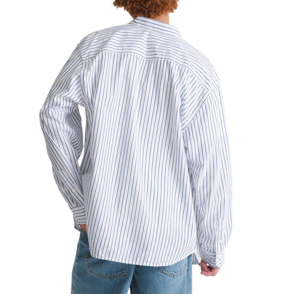 Vans Premium Long Sleeve Cotton Loose Striped Shirt Unisex shirts VN000T76WHT