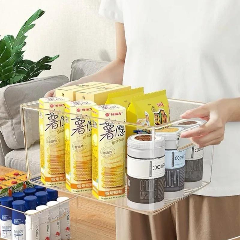 4pcs Set Kitchen Fridge Organizer Bins Drawer Type Transparent Food Storage Box For Vegetables Can Drinks Eggs Storage Box