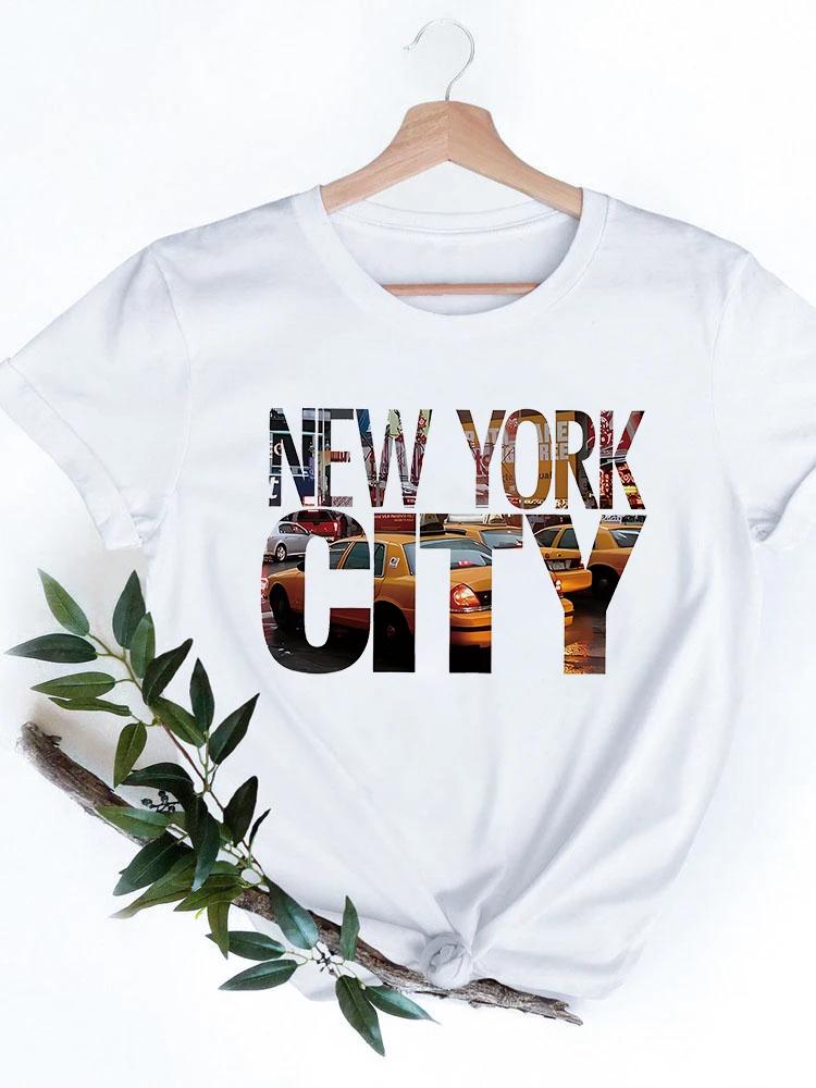 2024 Fashion Anime T Shirt Women New York City Graphic T Shirt Harajuku Kawaii Woman T Shirts Short Sleeve Femme Tops Tees