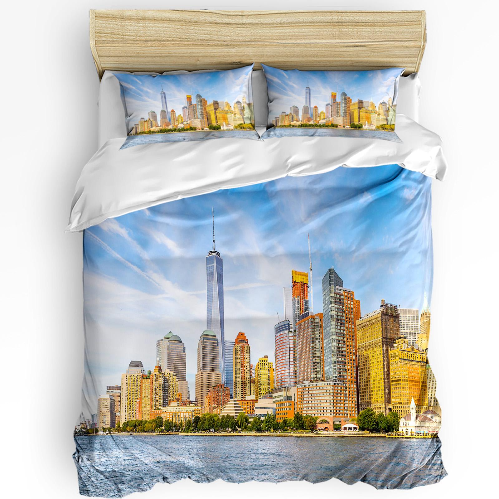 Venetië Gebouw Water Boot Zonsondergang Dekbedovertrek 3-delige Beddengoedset Hometextiel Dekbedovertrek Kussenslopen Slaapkamer Beddengoedset Geen Laken 155x215cm 3pcs