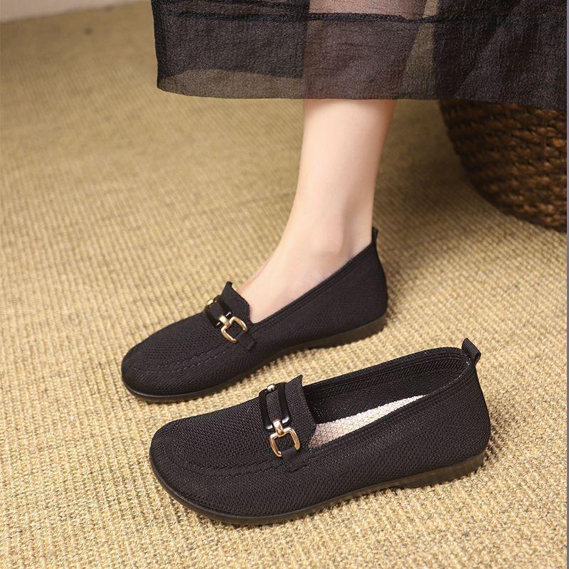 Casual Work Shoes, Flat Mom Shoes, Summer 2025 New Comfortable and Breathable Old Beijing Cloth Shoes for Women