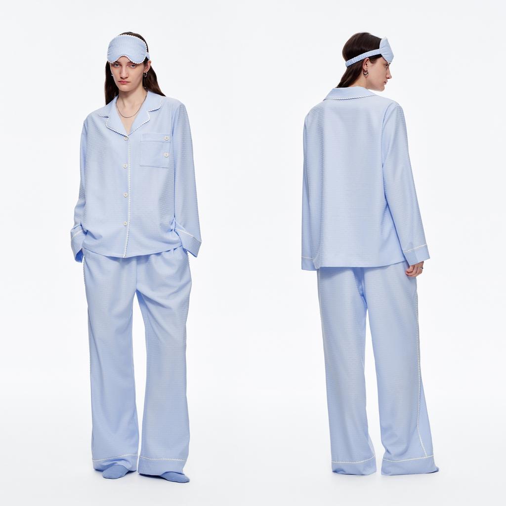 Customized pajamas women's spring and autumn high-end grinding loose casual long-sleeved suit trousers loungewear