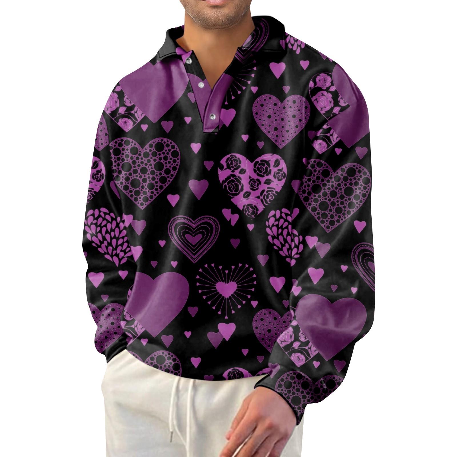 

Чоловічий світшот Осінь-зима Світшот однотонний лацкан вільна футболка з довгим рукавом XXXXL фіолетовий