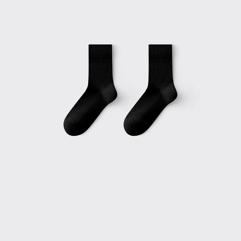 5/10 Pairs Women's Seamless Solid-Color Cotton Mid-Calf Socks