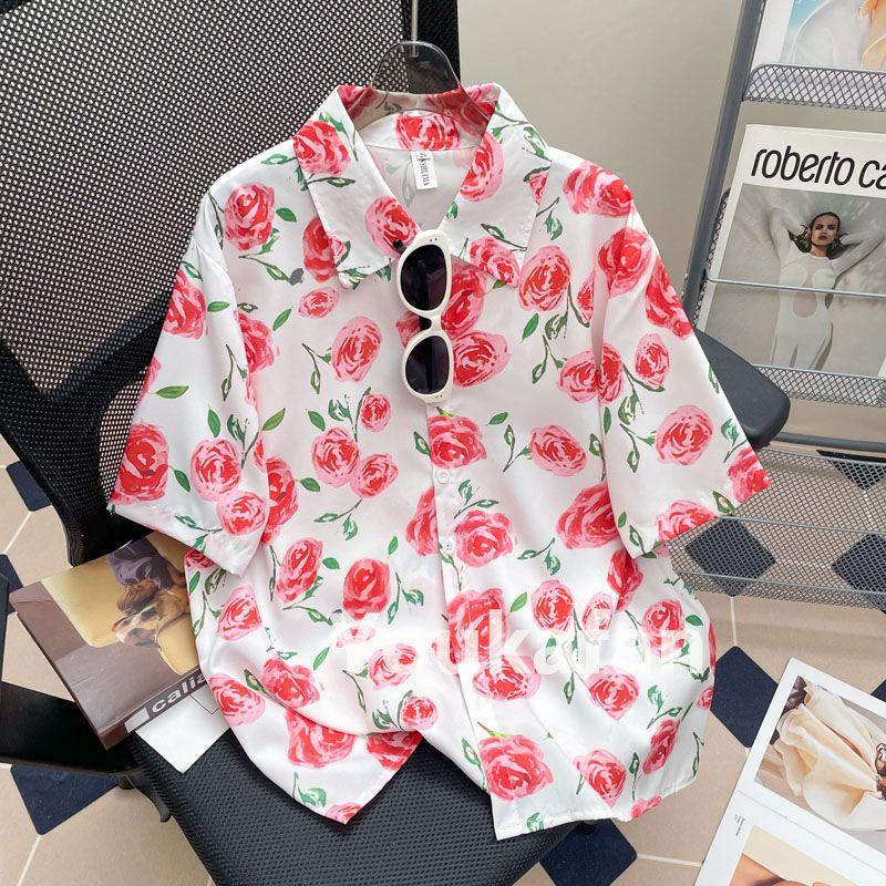 

Women s Street Daily Shirt Summer Hawaiian Cartoon Print Casual Loose Shirts Short Sleeve Beach Loose Tops XXXL