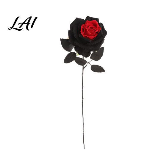 Decorative Faux Flowers Artificial Rose Flower Gothic Black Red Silk with Style Flower Decor Long Stem for Halloween Arrangement Home Wedding