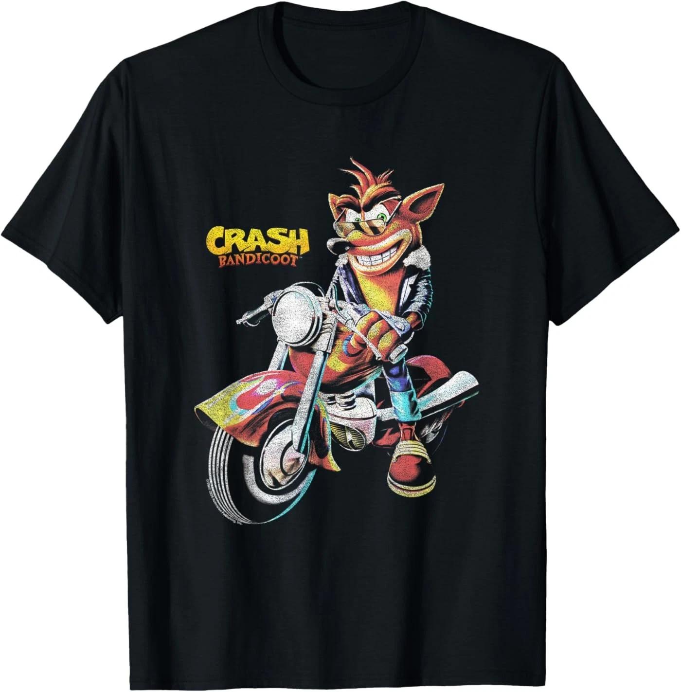 Crash Bandicoot Vintage Biker Scene Motorcycle Video Game T-Shirt M