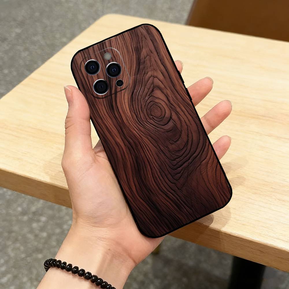 n-Natural Wood   Phone Case For iPhone 17,16,15,14,13,12,11 Plus,Pro Max,XS,Soft Silicone Black Cover iPhone12PRO