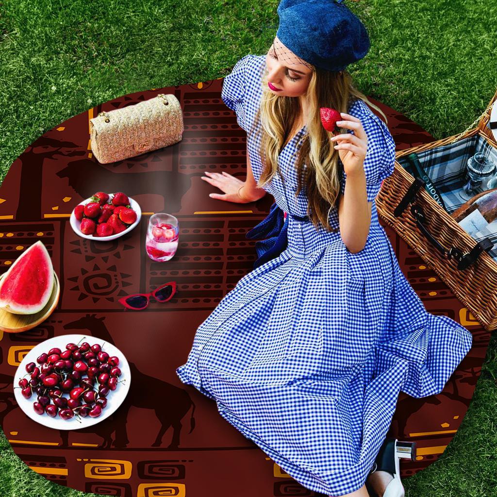 African Giraffe Lion Silhouette Round Tablecloth Waterproof Table Cover For Wedding Party Decoration Dining Table Cover