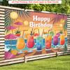 Party Backdrop Tropical Flat Drinks Umbrellas Sunset Scene Photo Booth Background Front Door Decor