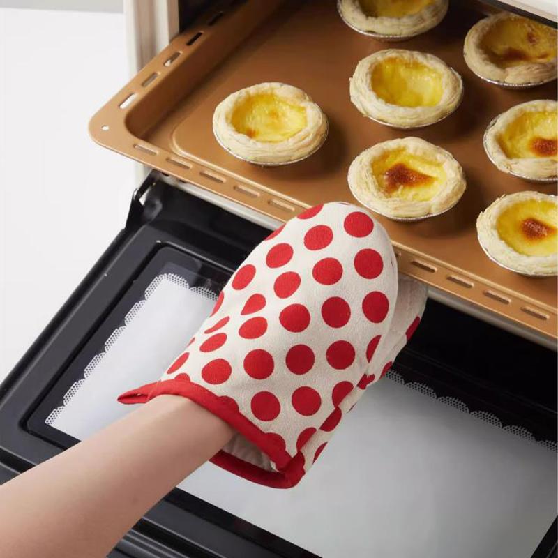 Cotton Oven Mitts, Heat-Resistant Oven Gloves Pot Holder, Kitchen Mitten for Cooking, Baking & Grilling