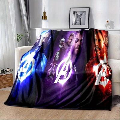 1pc Avengers Printing Blanket - Soft, All-Season Throw for Living Room, Bedroom,Personalized Gift with Adorable Cartoon Design