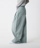UNKNOWN PLANET Side Cut Tuck Pleat Wide Pigment Cotton Pants Green