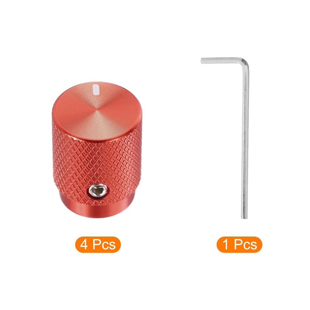 uxcell Aluminum Potentiometer Inner Diameter x Outer Diameter x Universal Volume and Tone Control Knobs for Guitar and Oval Red 4-Piece Knobs, 1/4"