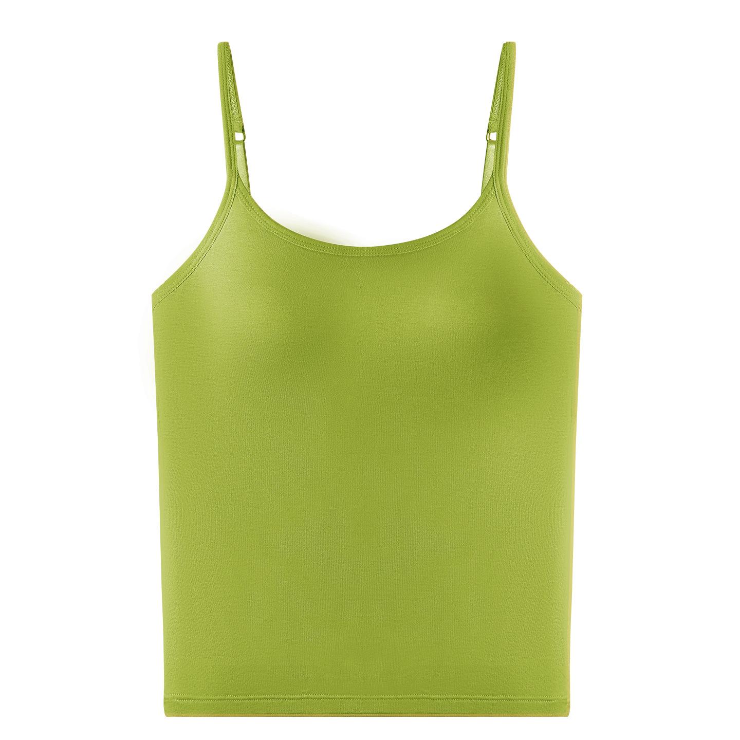 

Women s Solid Color Camisole Vest with Bra Solid Color Lingerie for Women 2XL зелений