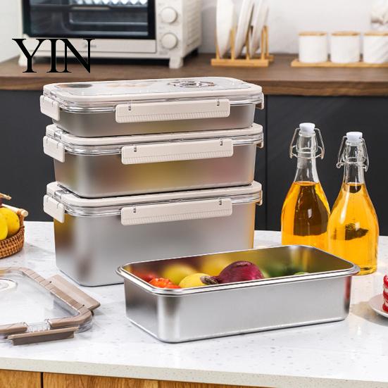 Küchenarbeitsplatte Brotdose Edelstahl Knusperbox mit Dichtungsdeckel und Griff, Großer Lebensmittelbehälter Aufbewahrungsbox, Tragbar für Zuhause