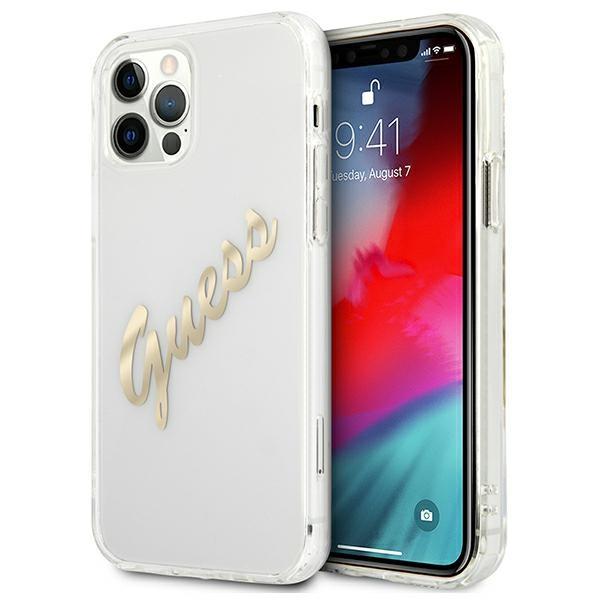 Guess Guhcp12Lktrsvgo Iphone 12 Pro Max 6,7 Transparent Hardcase Vintage Script Gold
