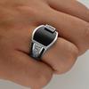 Anello da uomo classico Moda metallo color oro intarsiato pietra nera zircone Anelli punk per uomo Fidanzamento Matrimonio Gioielli di lusso