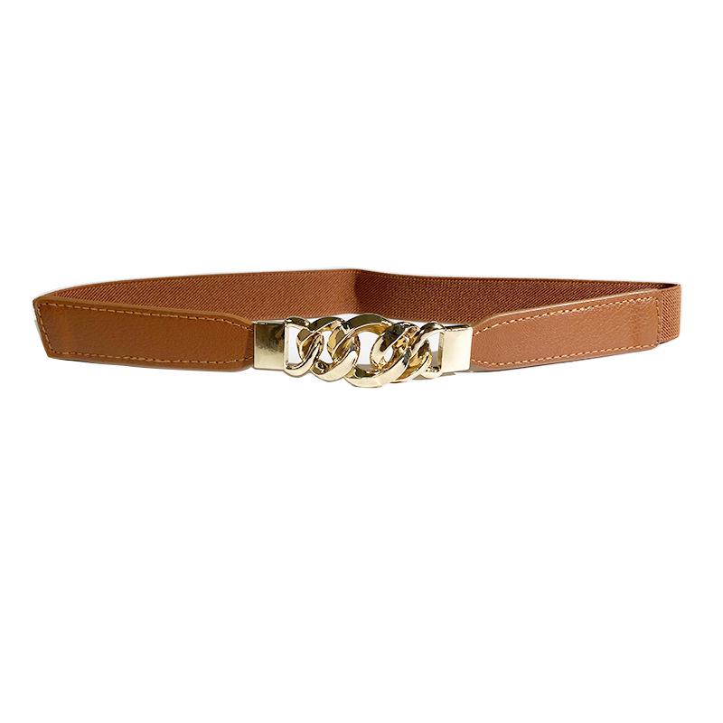 Women's 2.5cm Double Buckle Chain Elastic Waist Belt for Dresses