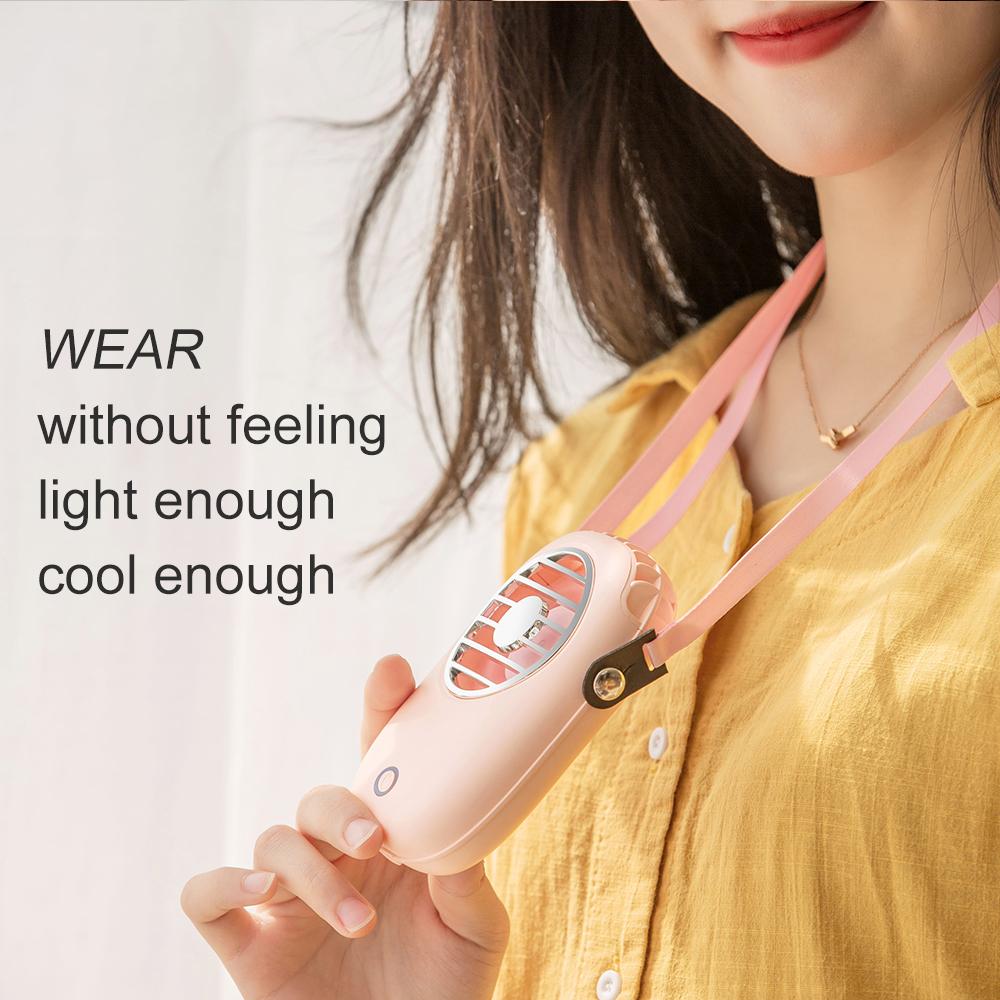 

616 Portable USB Charging Mini Cooling Fan Summer Desktop/Handheld Fan Cooler with Neck Strap White