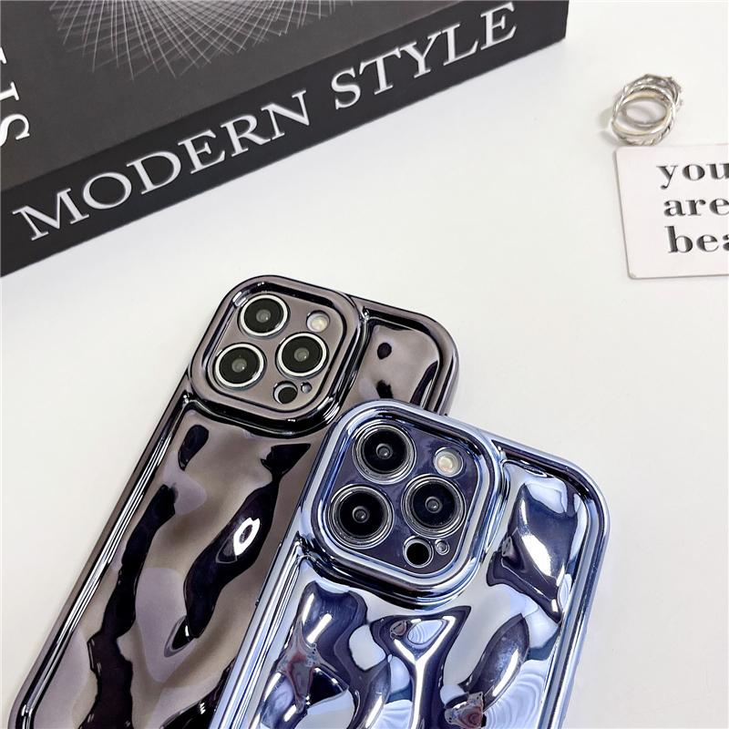 For iPhone 15 Pro Max Luxury 3D Meteorite Texture Plating Frame Phone Case For iPhone 11 12 13 14 16 Plus Soft Protective Cover