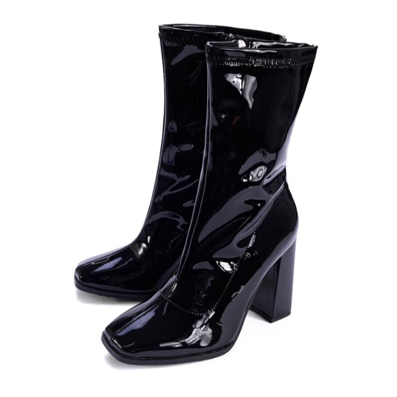 Womens 2024 New Brand Design Chelsea Boots Fashion Side Zipper Ankle Boots Casual Party Autumn Winter High Heel Women Boots