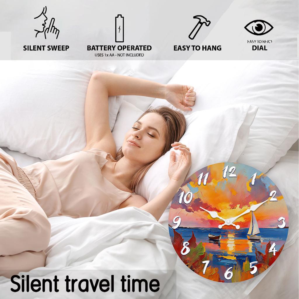 High-Quality Wooden High-Quality Wall High-Quality Clock High-Quality With High-Quality Sea High-Quality View, High-Quality Sunset High-Quality And