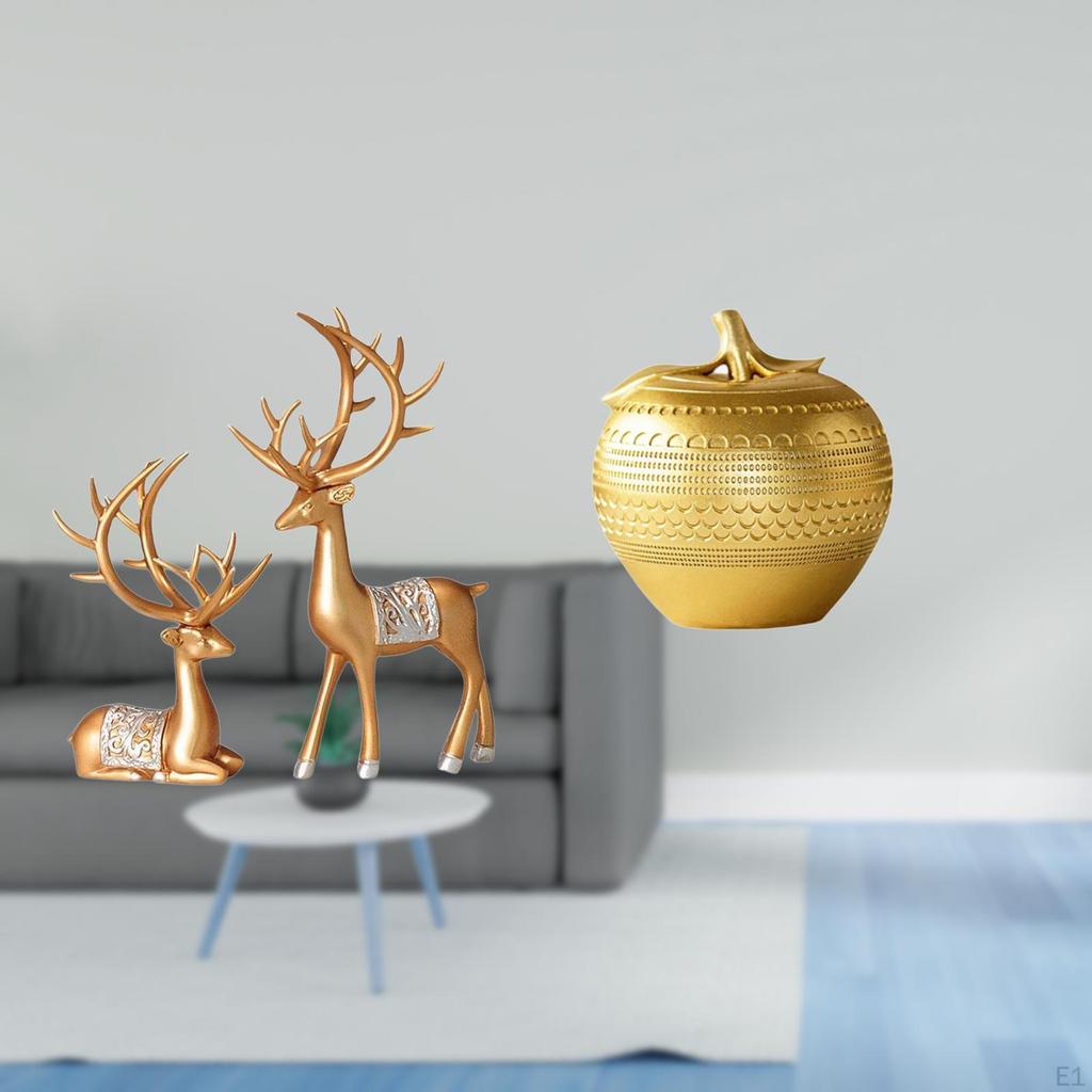 European Reindeer Resin Sculpture Collectable Art Figurine for Tabletop Bookshelf Dining Room