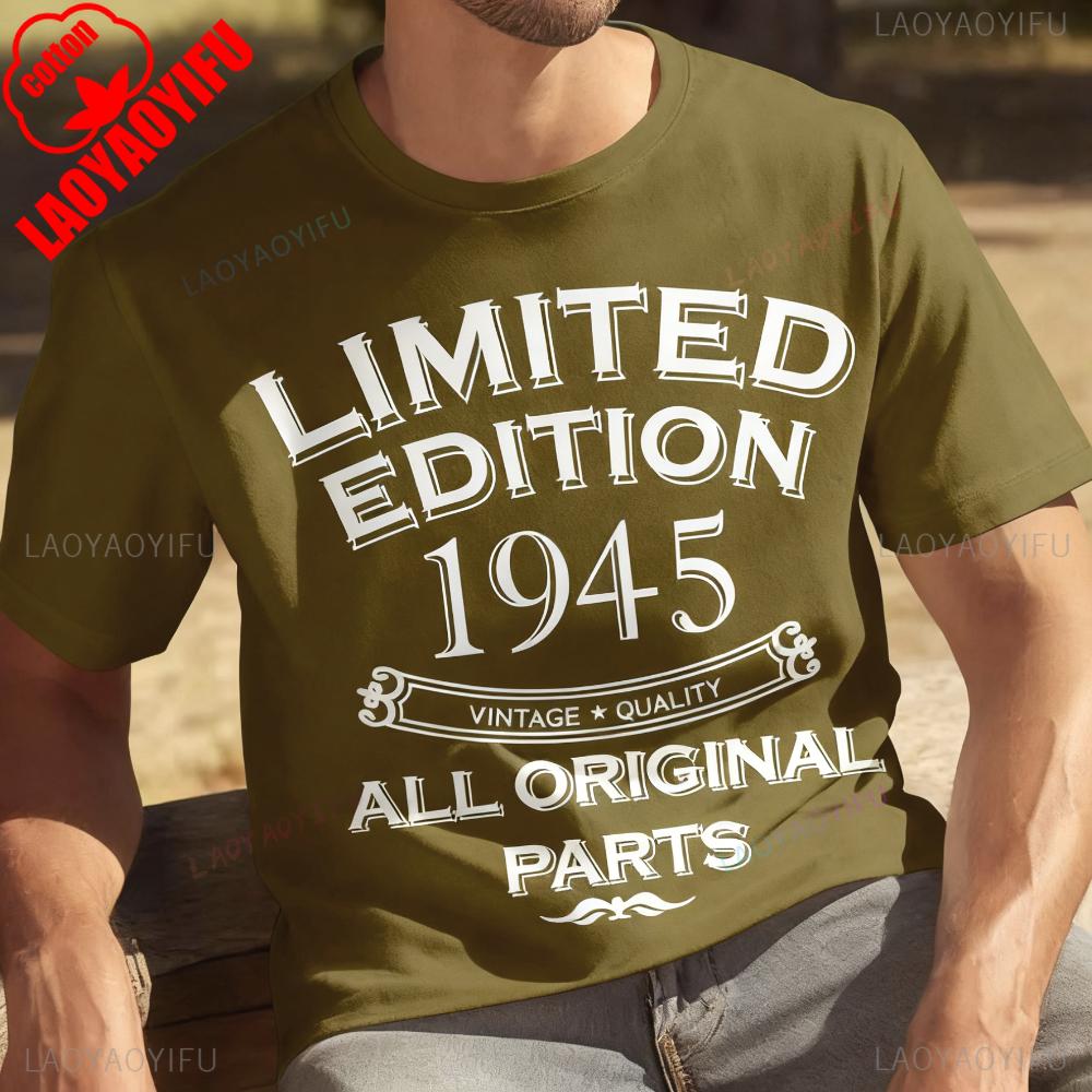 Limited Edition 1945 All Original Parts Funny Printed Tshirt Tops Classic Vintage Street Fashion Tshirt  Unisex Cotton Tops