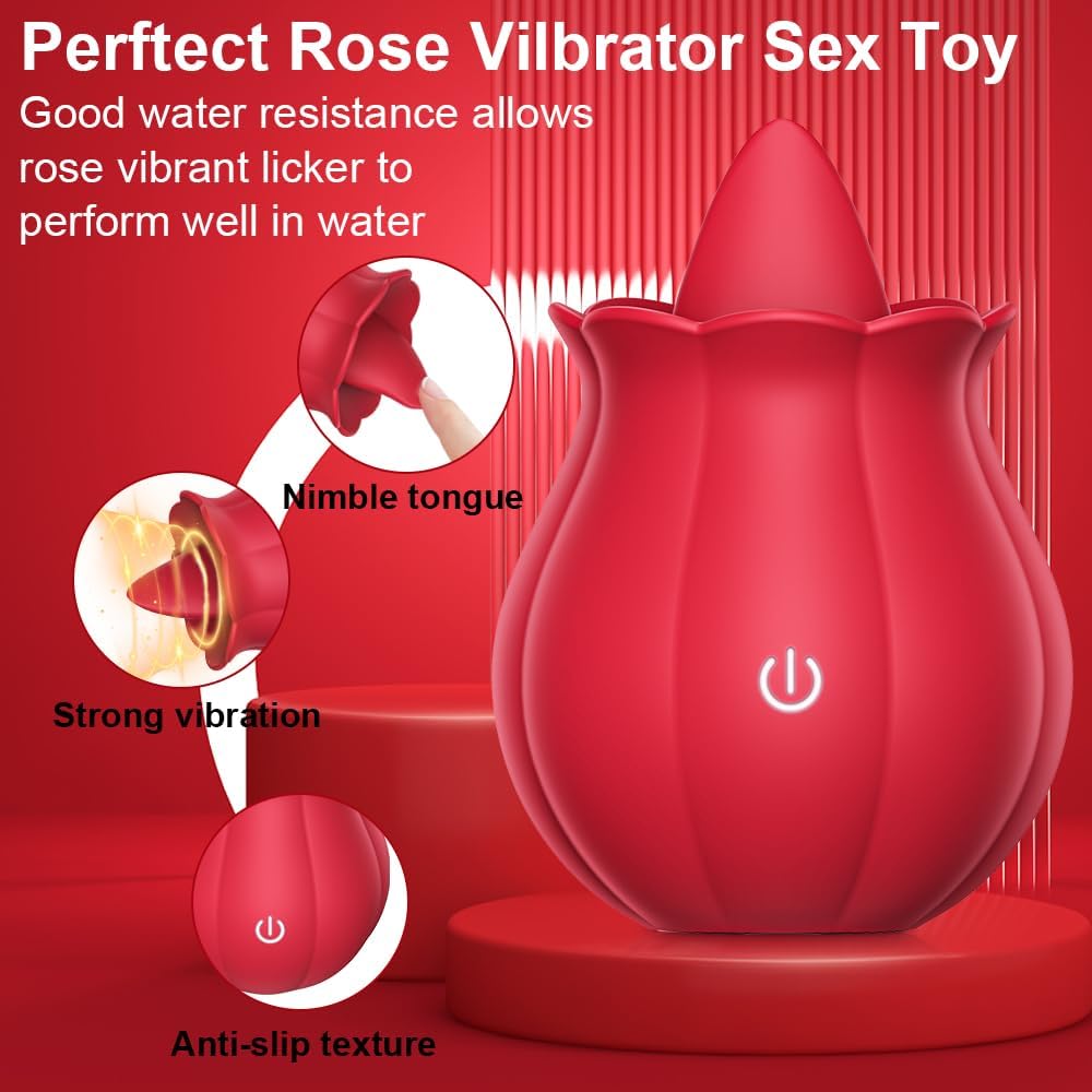 1 buc Vibrator trandafir Vibrator realist pentru limbă și flori cu 10 modele de linge a limbii Dildo punct G pentru stimulator de clitoris pentru femeie